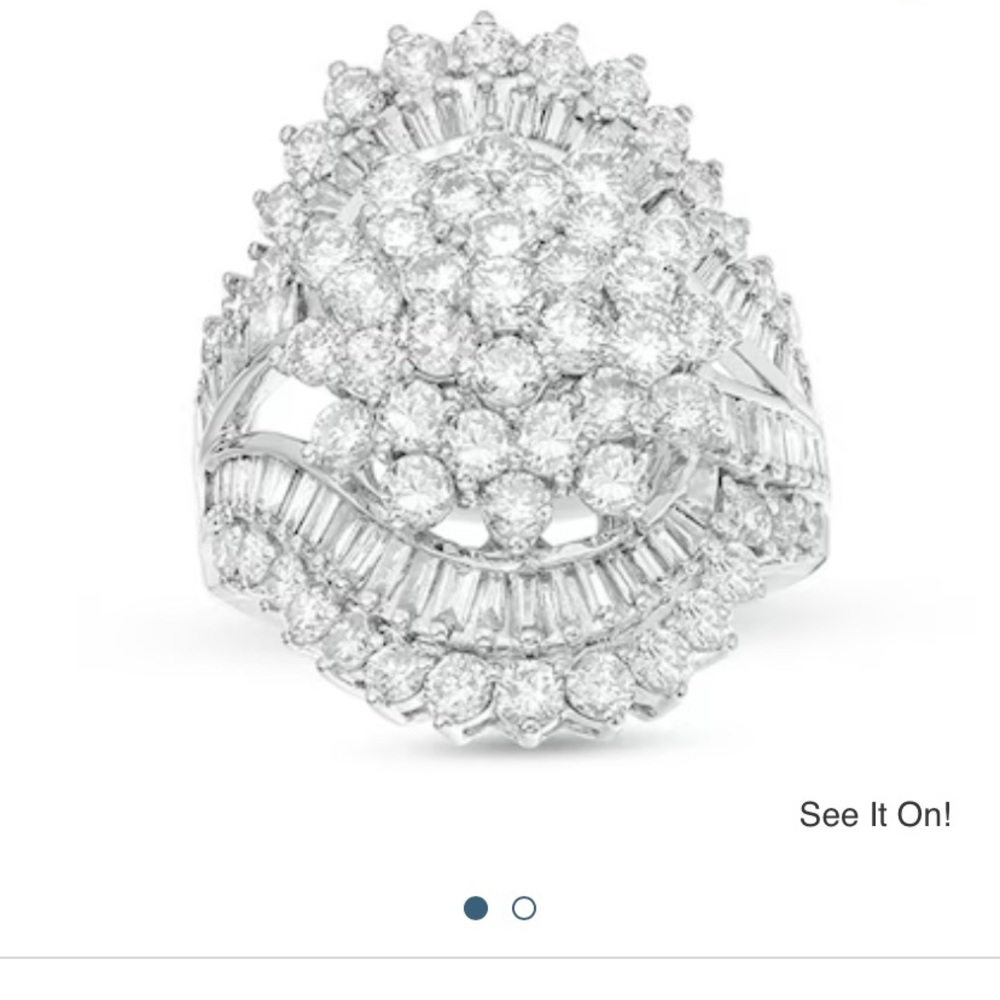 4CT T.W. Multi-Diamond Starburst 10k White Gold Cocktail Ring